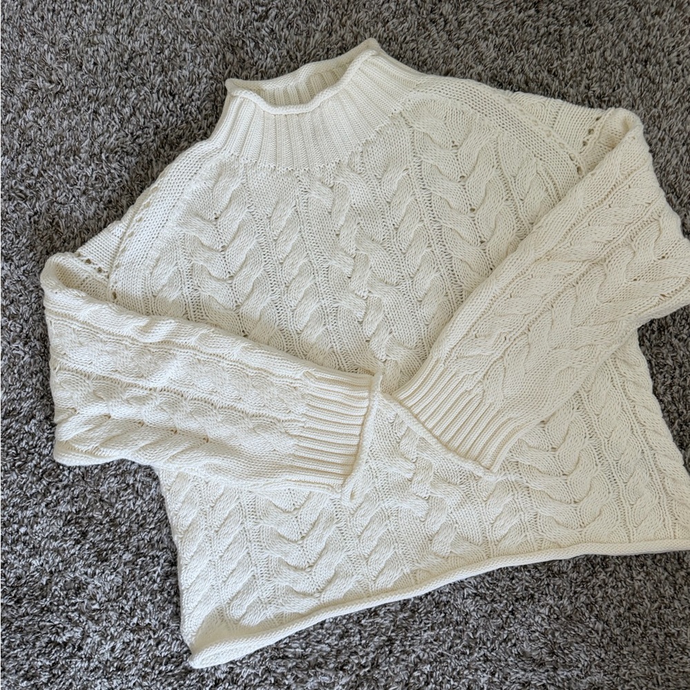 J. Crew Cream Cable Knit Rollneck sweater